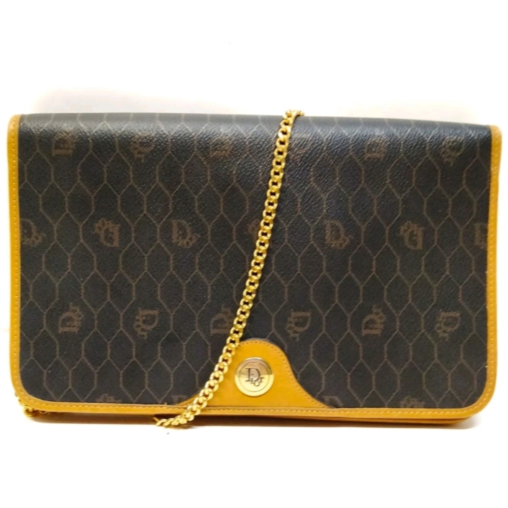 Christian Dior Black and Tan Crossbody  Shoulder Bag PVC Leather